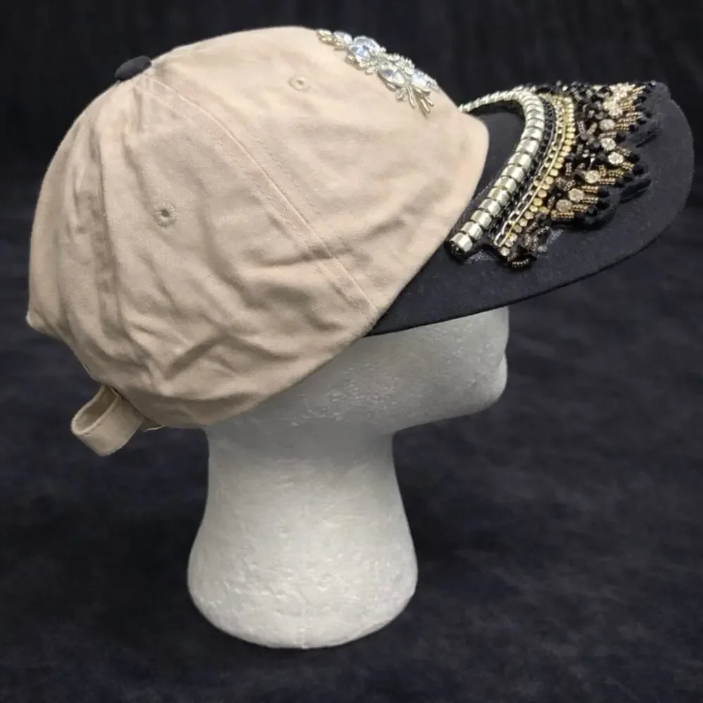 Tan & Black Crystal Hat